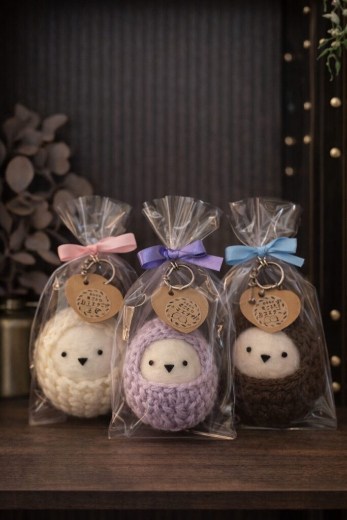 巣ごもりシマエナガキーホルダー